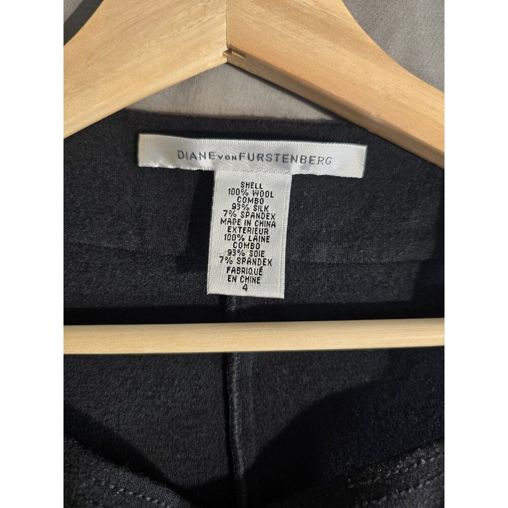 Diane von Furstenberg DVF Black Wool Silk Mini Dress Sleeveless Pockets 4 - Picture 2 of 7